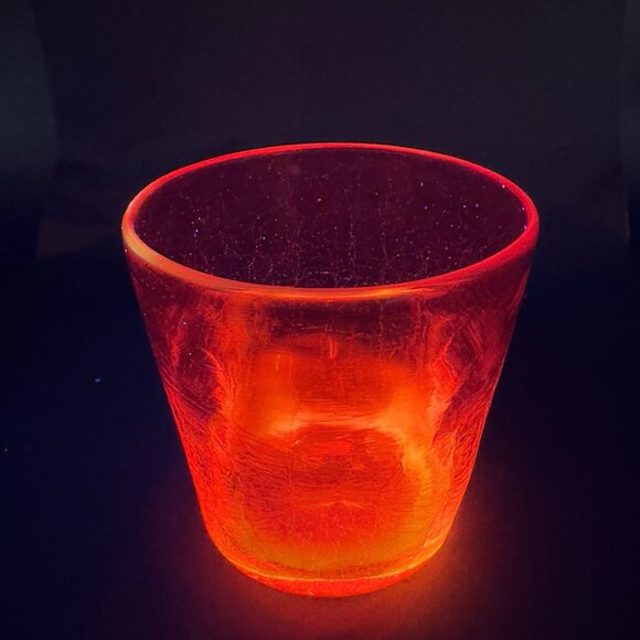 Blenko Dimpled Pinched Crackle Glass Red Drinking Glass Cup Hand Blown Vintage - Picture 1 of 12